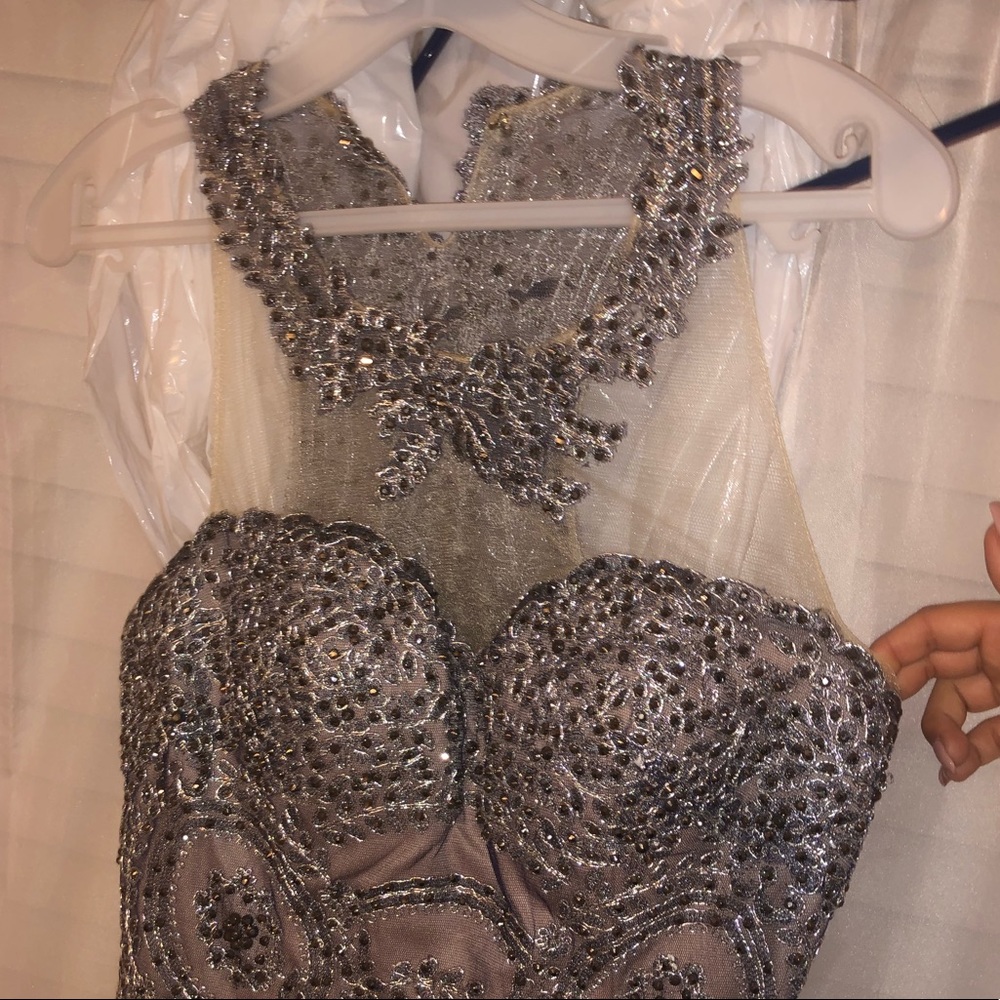 A blue prom dress used once and no marks.